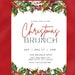 Editable Christmas Brunch Invitation With Holiday Holly Florals ...
