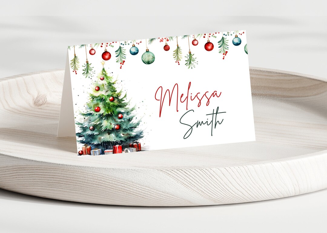 Editable Christmas Name Place Card, Printable, Instant Download - Etsy