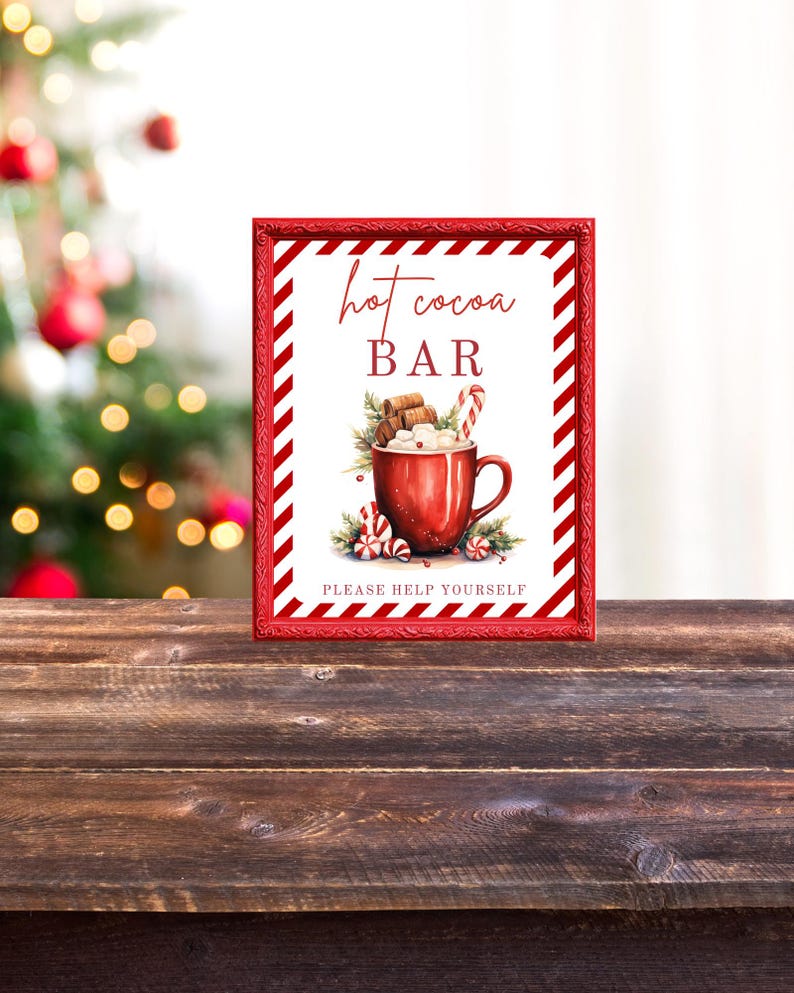 Image result for Editable Hot Cocoa Bar Sign, Hot Chocolate Drink Station, Holiday Party ...