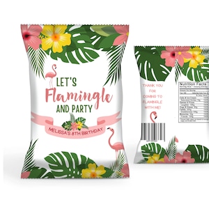 Bearbeitbares Flamingo-Geburtstags-Chip-Beuteletikett, Let's Flamingle Chip Bag, Flamingo-Geburtstags-Gastgeschenk, sofortiger Download