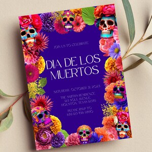 Invitación editable del Día de los Muertos, Día de los Muertos, Llamado a todas las almas, invitación imprimible o de texto