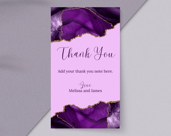 Printable Thank You Tags, Purple and Gold, Favor Tags, Gift Tags, Shades of Purple, Editable