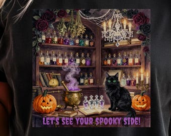 ハロウィンシャツ 黒猫のポーション 不気味なTシャツ 彼女へのギフト