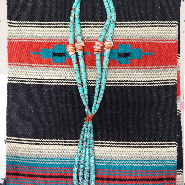 Santo Domingo Pueblo  Turquoise, Coral and Spiny Oyster Jacla Necklace