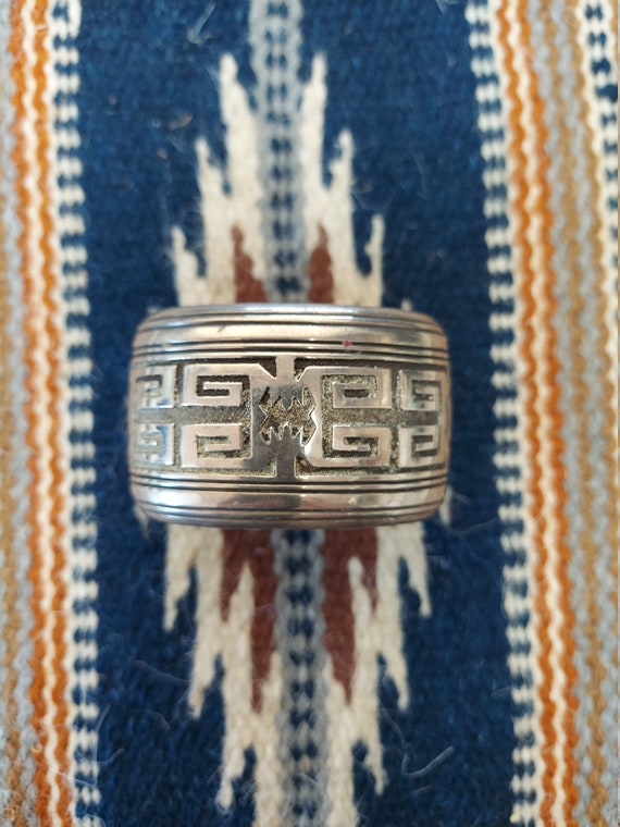 Vintage Navajo Thomas Singer Sterling Silver  Cuff - image 1