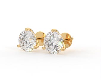 ラボグロウンダイヤモンドスタッドピアス 3プロング マティーニ
