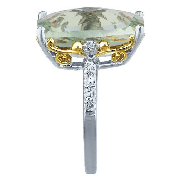 Cushion Cut Green Amethyst Ring In 10K Rose Gold - Women's Fine Jewelry, Gemstone Ring - View #10