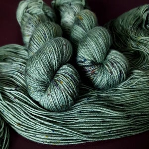 Indian Summer - Hand Dyed Blue, Green, Speckled Merino Nylon Yarn, Mohair Silk, Fingering, Superwash Sock Yarn, Indie Dyed