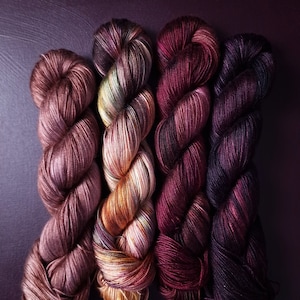Hand dyed vegan yarn ~ Fade Set ~ Autumn In The Vineyard*** Dyed to order ~ tencel yarn, hand painted, fingering