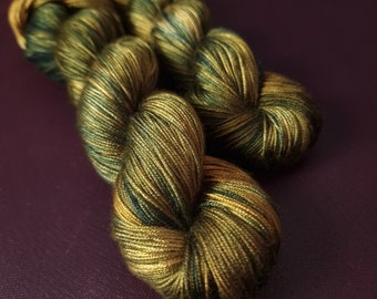 Hand dyed vegan yarn ~ Wild Olive ***Dyed to order ~ fingering / DK weight tencel OR bamboo yarn, hand painted