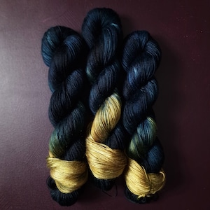 Oceans Treasure, Hand dyed vegan yarn, assigned pooling yarn, fingering or DK weight tencel, soft bamboo yarn, hand painted gradient yarn
