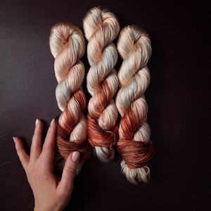 Hand dyed vegan yarn ~ Peachy Sunset *** Dyed to order ~ fingering / DK weight tencel OR bamboo yarn, hand painted