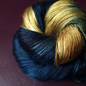 Hand dyed yarn Ocean's Treasure Dyed to order fingering / DK weight tencel OR bamboo yarn, vegan, hand painted image 3