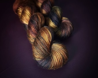 Hand dyed vegan yarn ~ Golden Falls ***Dyed to order ~ fingering / DK weight tencel OR bamboo yarn, hand painted