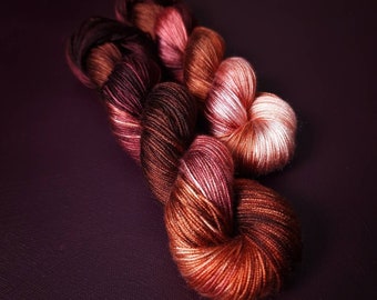 Hand dyed vegan yarn ~Spicy Salmon ***Dyed to order~ fingering weight tencel, bamboo, linen yarn or light DK mercerized cotton