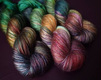 Hand dyed yarn ~ Claude M. Collection ~ L’Allée des Rosiers ***Dyed to order ~ fingering / DK weight tencel OR bamboo yarn, vegan