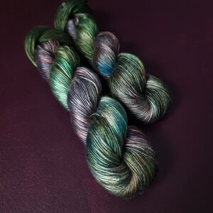 Hand dyed vegan yarn ~ PurPur Forest ***Dyed to order ~ fingering / DK weight tencel OR bamboo yarn, hand painted
