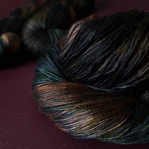 Hand dyed yarn The Librarian Dyed to order fingering / DK weight tencel OR bamboo yarn, vegan, hand painted image 3