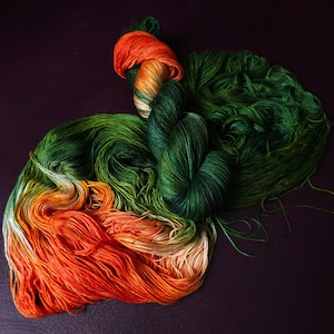 Hand dyed vegan yarn ~ Berries and Pines ~ fingering, DK weight tencel thread, mercerized cotton weaving yarn, bamboo yarn, hand painted
