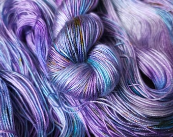Unicorn Popsicle, Hand dyed vegan yarn, fingering / DK weight tencel, bamboo, mercerized cotton thread, hand painted knitting or crochet