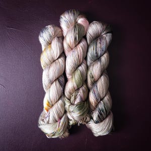 Lucky Dip Trio, Hand Dyed Vegan Yarn Set, One Of A Kind, Tencel Fingering Weight Yarn, Hand Painted Plant Based Crochet Thread