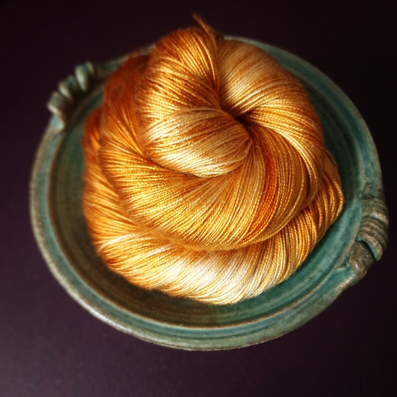 Hand dyed yarn Let It Shine Dyed to order fingering / DK weight tencel OR bamboo yarn, vegan, hand painted image 1