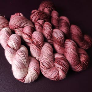 Hand dyed yarn Set ~ Rasberry Passion ~ soft merino sock yarn , single ply, DK, Aran, Mohair Silk thread, knitting and crochet yarn