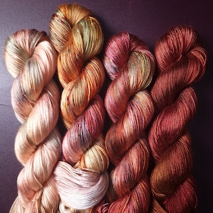 Hand dyed vegan yarn ~ Fade Set ~ Sun Kissed ~ fingering weight tencel yarn, hand painted