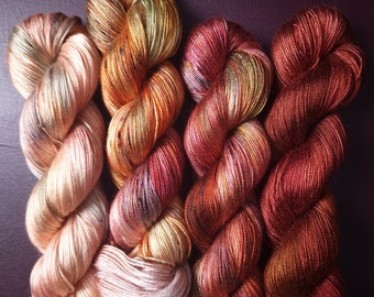Hand dyed vegan yarn, fingering weight tencel yarn, hand painted knitting shawl clothes yarn, knitting gifts