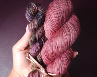 Poem Of A Rose, Hand Dyed Merino Sock Yarn Set, Super Soft Sock Yarn, Superwash Merino Nylon, Hand painted wool, Indie Dyed Knitting Yarn