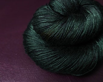 Hand dyed vegan yarn ~ Hunter Green ***Dyed to order ~ fingering / DK weight tencel OR bamboo yarn, hand painted