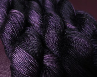 Hand dyed vegan yarn ~ Black Lavender ***Dyed to order ~ fingering / DK weight tencel OR bamboo yarn, hand painted