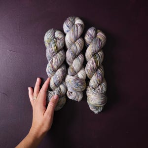 Moody Stone, hand dyed merino singles yarn, gifts for knitters, gold lurex sock yarn, colorful knitting supplies, merino crochet yarn