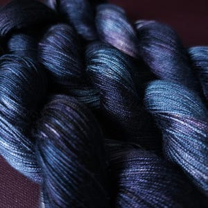 Hand dyed vegan yarn - Midnight Iris - Dyed to order ~ fingering / DK weight tencel OR bamboo yarn, hand painted