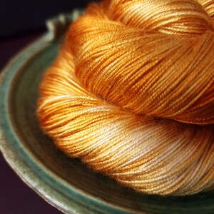 Hand dyed yarn Let It Shine Dyed to order fingering / DK weight tencel OR bamboo yarn, vegan, hand painted image 7