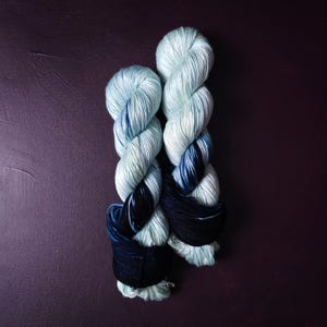 Hand dyed vegan yarn ~ Blue Star ~ fingering, DK weight tencel thread, mercerized cotton weaving yarn, bamboo yarn, assigned pooling