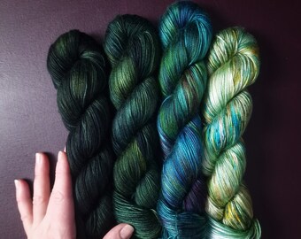 Handgeverfd veganistisch garen ~ Fade Set*** Op bestelling geverfd ~ Mermaid's Castle ~ tencelgaren, bamboegaren, sjaalset, handgeschilderd, vingerzetting, DK