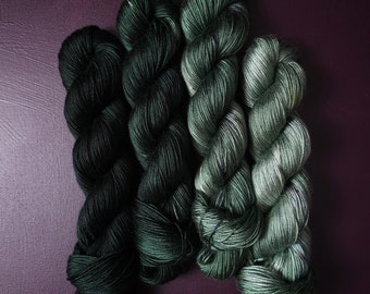 Hand dyed yarn ~ Fade Set*** Dyed to order ~ Rainbow Obsidian ~ tencel yarn, bamboo yarn, vegan, hand painted, fingering, DK