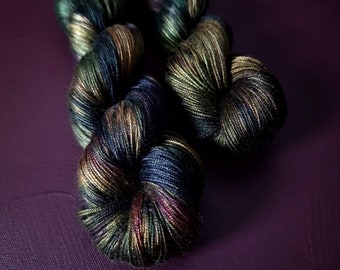 Hand dyed yarn ~ Forest Treasure ***Dyed to order ~ fingering / DK weight tencel OR bamboo yarn, vegan, hand painted