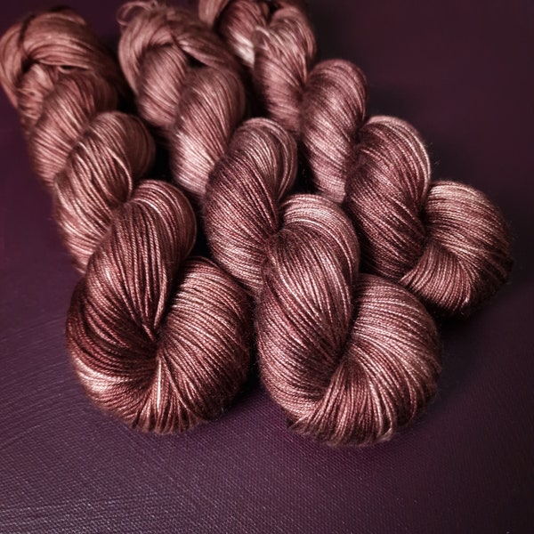 Hand dyed yarn ~ Rusty Amber*** Dyed to order ~  tencel , bamboo, fingering, DK, mercerized cotton yarn, vegan, hand painted,