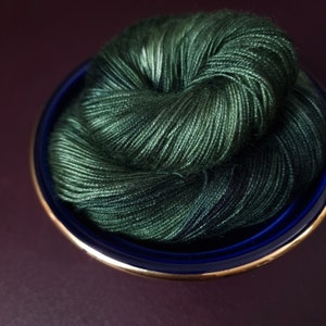 Hand dyed vegan yarn ~ Smaragd Forest ***Dyed to order ~ fingering / DK weight tencel OR bamboo yarn, hand painted