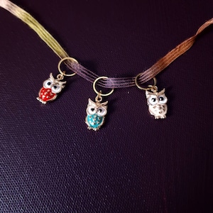 Owl, Knitting notions, progress keepers, crochet notions, gift for knitter, snag less stitch markers, yarn holder, crochet accessories