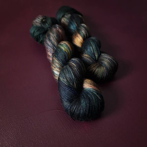 Hand dyed yarn The Librarian Dyed to order fingering / DK weight tencel OR bamboo yarn, vegan, hand painted image 2