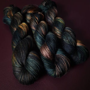 Hand dyed yarn The Librarian Dyed to order fingering / DK weight tencel OR bamboo yarn, vegan, hand painted image 1