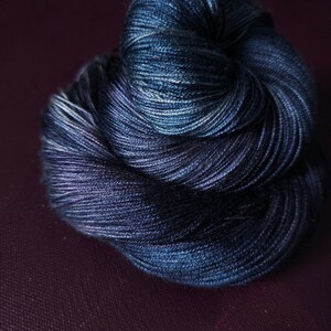 Hand dyed vegan yarn - Midnight Iris - Dyed to order ~ fingering / DK weight tencel OR bamboo yarn, hand painted