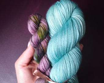 Aqua Romance, Hand Dyed Merino Sock Yarn Set, Super Soft Sock Yarn, Superwash Merino Nylon, Hand painted wool, Indie Dyed Knitting Yarn