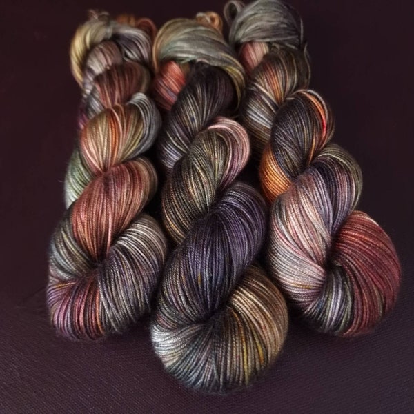Hand dyed vegan yarn ~ Iridescent Leaf ***Dyed to order ~ fingering / DK weight tencel OR bamboo yarn, hand painted