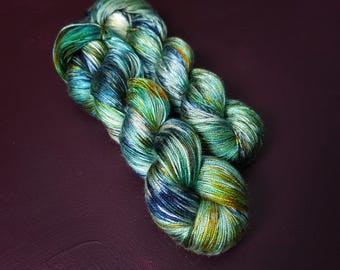 Quiet Pond, Hand dyed vegan yarn, gradient yarn, fingering / DK weight knitting yarn, tencel OR bamboo yarn, shiny crochet thread,