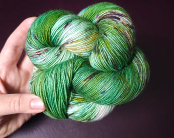 Hand dyed yarn, Fresh Mint, Soft Merino Sock Yarn, Superwash Knitting Yarn, Mohair Silk, Crochet Wool Supplies, Hand Painted Indie Dyed