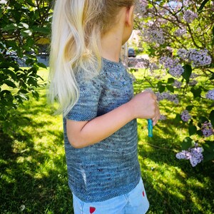 Knitting Pattern, Snowflake Tee, Beginner Friendly Kids Knitwear Tee Pdf Tutorial, Vegan Yarn Summer T-Shirt, Draped Top, Easy Sweater Shirt